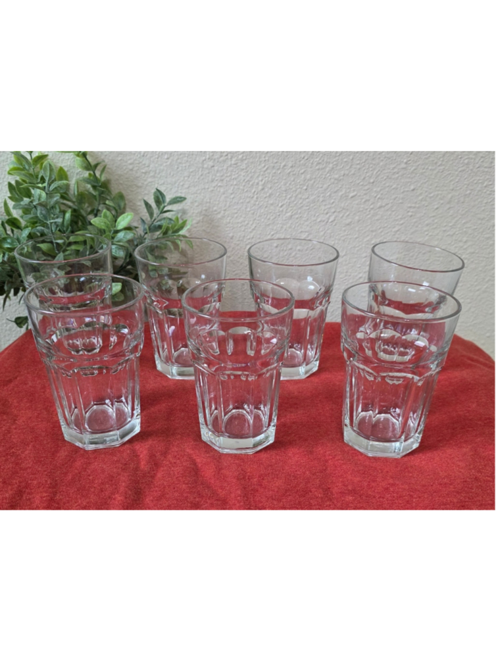 Anchor Hocking New Orleans 8 Panel Drinking Glasses 5" Set of 7 Vintage Tumblers